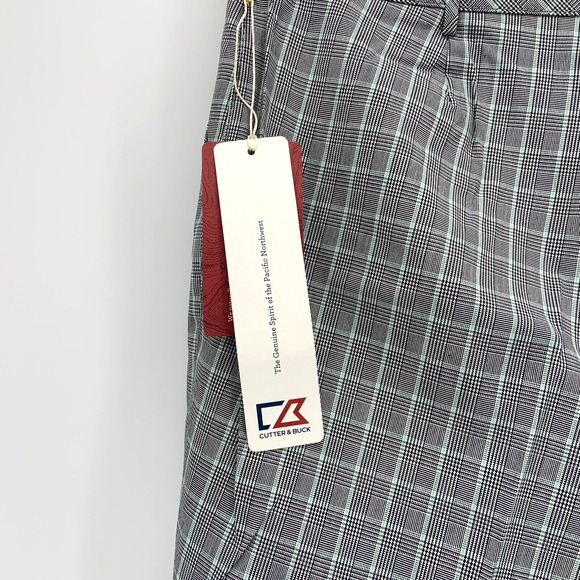 Cutter Buck Golf Shorts DryTech Mint Plaid Size 4 Quick Dry Walk Pickleball NWT - Picture 7 of 12